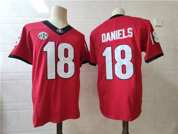 Men Georgia Bulldogs 18 Daniels Red 2025 NCAA Jersey